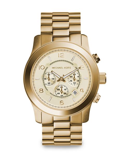 michael kors runway gold plated watch|Michael Kors oversized watch.